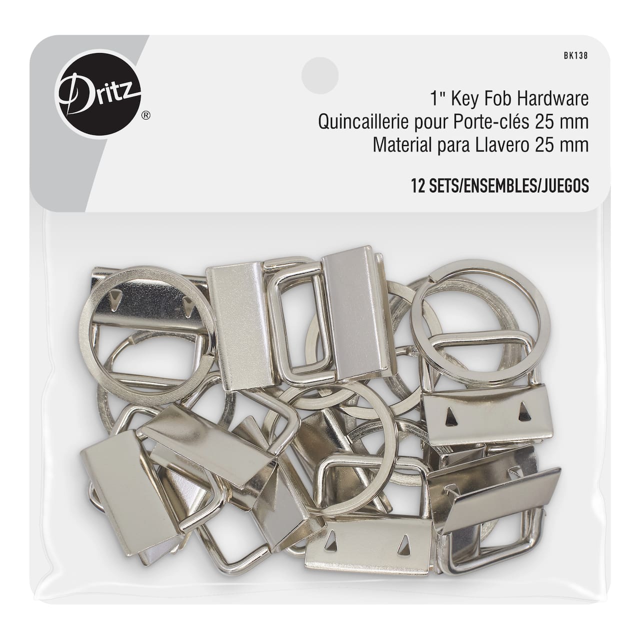 Dritz® Silver 1" Key Fob Hardware, 12ct.